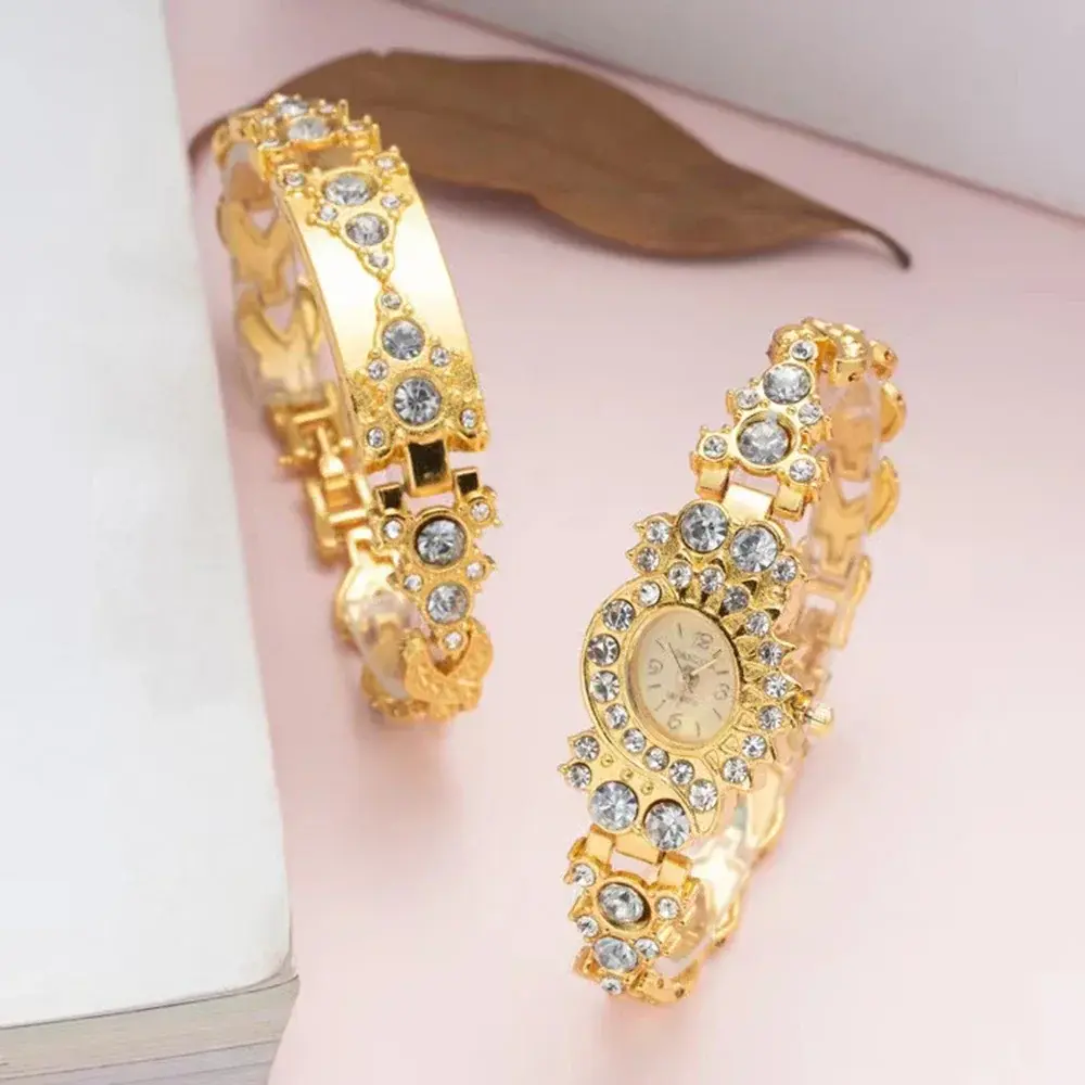 Women Fashion Gold Watch Quartz Luxury Crystal Bracelet Steel Ladies Wristwatch Woman Clock Bracelets With Box Montre Femme