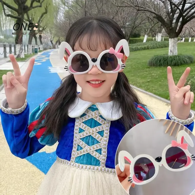 Kids Sunglasses Cartoon Bunny Shape Sun Glasses Trendy Children's Outdoor Shades UV400 Protective Easter Party Funny Photo Props