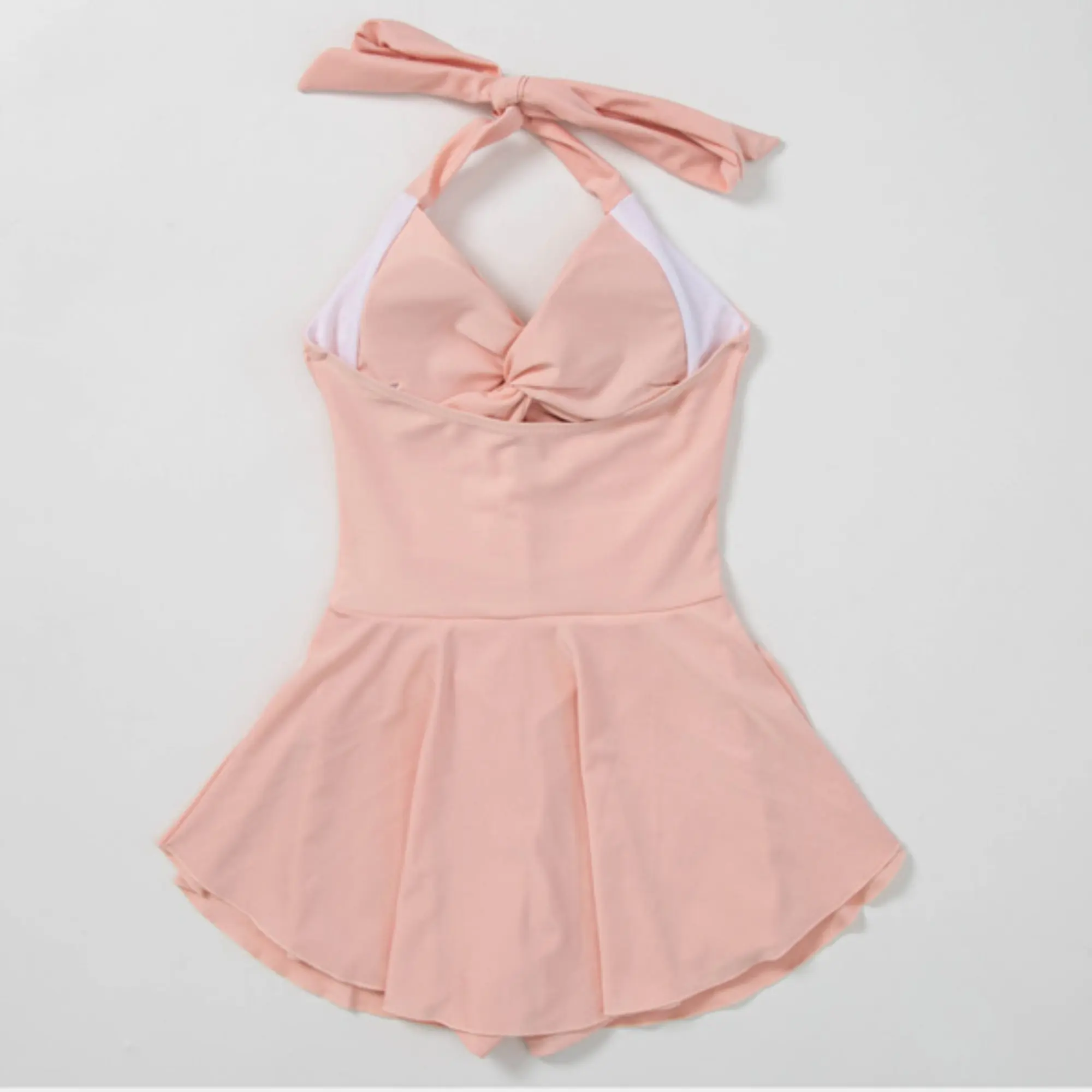 Sweet Cute Hanging Neck Strap Women Swimwear Sexy One-piece Swim Suit with Chest Pad Slim Beach Dresses Girls Bathing Suit