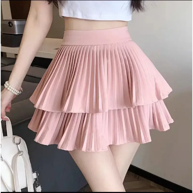 Korean Pleated Skirt Women Sweet Sexy Cake Ball Gown Summer Fashion Chic Solid Dress Pretty Style Jk Harajuku Ruffles Clothes