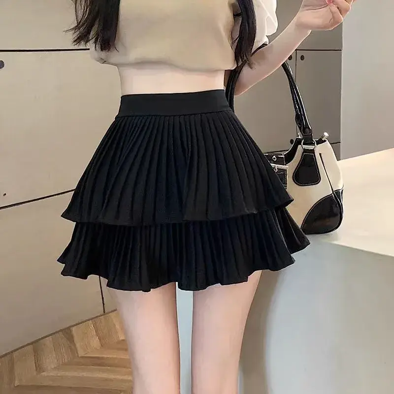 Korean Pleated Skirt Women Sweet Sexy Cake Ball Gown Summer Fashion Chic Solid Dress Pretty Style Jk Harajuku Ruffles Clothes