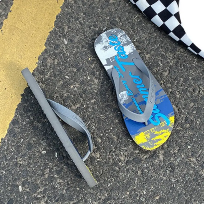 New Graffiti Flip Flops for Men in Summer Fashionable Outerwear for MenPersonalized Anti Slip Slippers for Beach PVC Mens Shoes