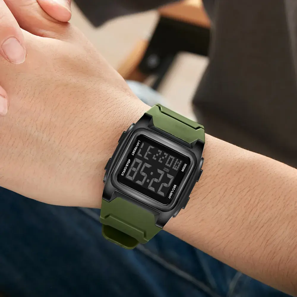 Men's Digital Watch 50M Waterproof Outdoor Sport Watch Date Multifunction Military Alarm Clock LED Wristwatch for Man Boy