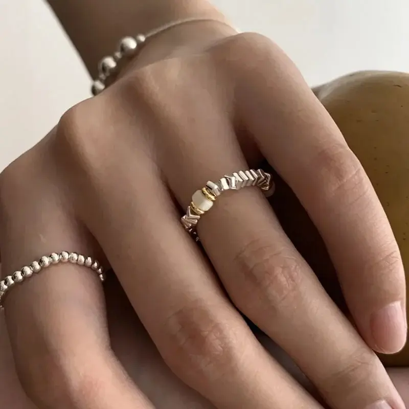Sterling Silver Freshwater Pearl Elastic Rope Rings for Women Trendy Fine Jewelry Minimalist Adjustable Accessories Anillo Mujer