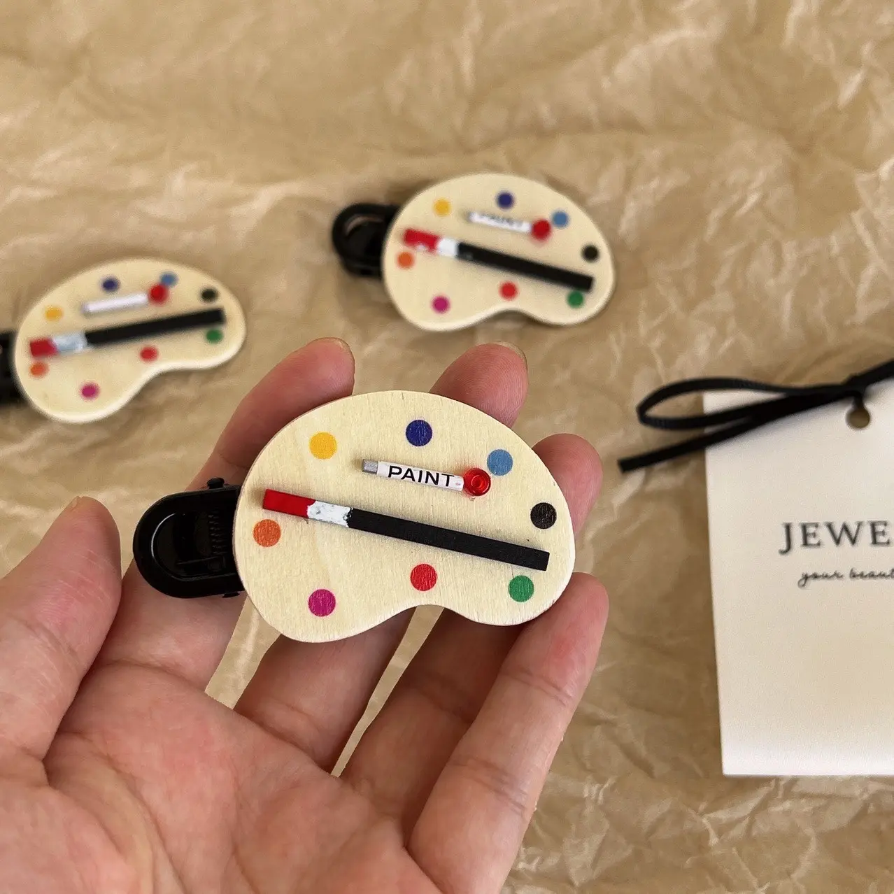 Cute Artificial Art Watercolor Pigment Palette Hairpin, Girly Bb Clip Side Bangs Clip Headpiece Hairpin