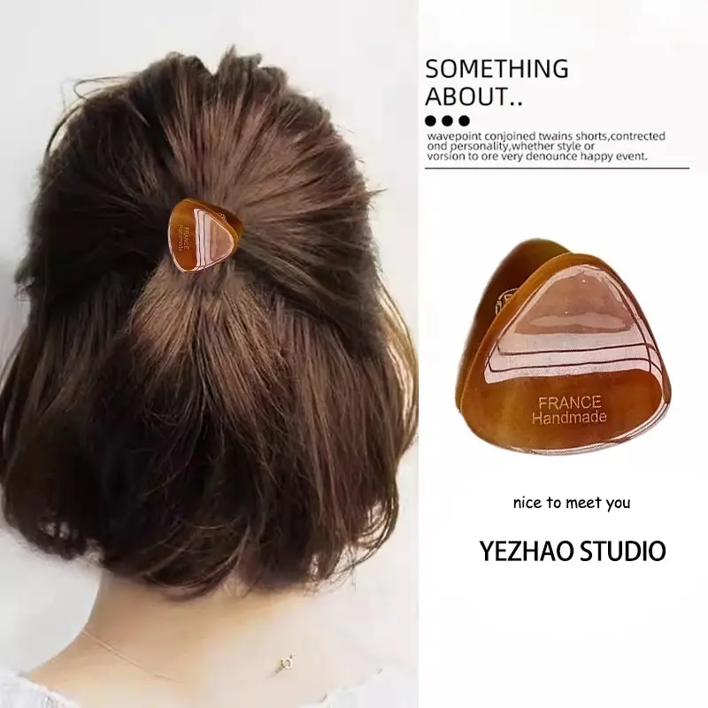 Ins Hot Sale 2.4CM Geometric Cat Ears Small Hair Bangs Clip French Simple Acetic Acid Grip Clip Top Hair Accessories