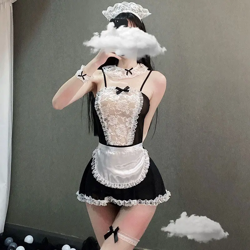 Transparent Sex Lingerie New Erotic Costume Maid Set Cosplay Toys Adult Sexy Porn Open Babydoll Bodysuit Secret Night Lencería