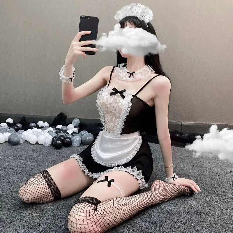 Transparent Sex Lingerie New Erotic Costume Maid Set Cosplay Toys Adult Sexy Porn Open Babydoll Bodysuit Secret Night Lencería