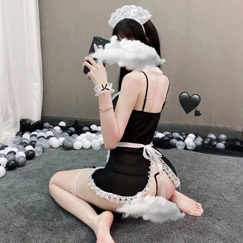 Transparent Sex Lingerie New Erotic Costume Maid Set Cosplay Toys Adult Sexy Porn Open Babydoll Bodysuit Secret Night Lencería