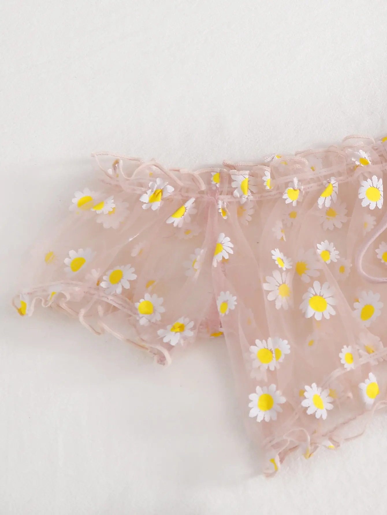 Summer Fashion Seamless Floral Transparent Women's Sexy Two-piece Bikini Tie Set Open Crotch Babydolls Chemises Adult Lingerie