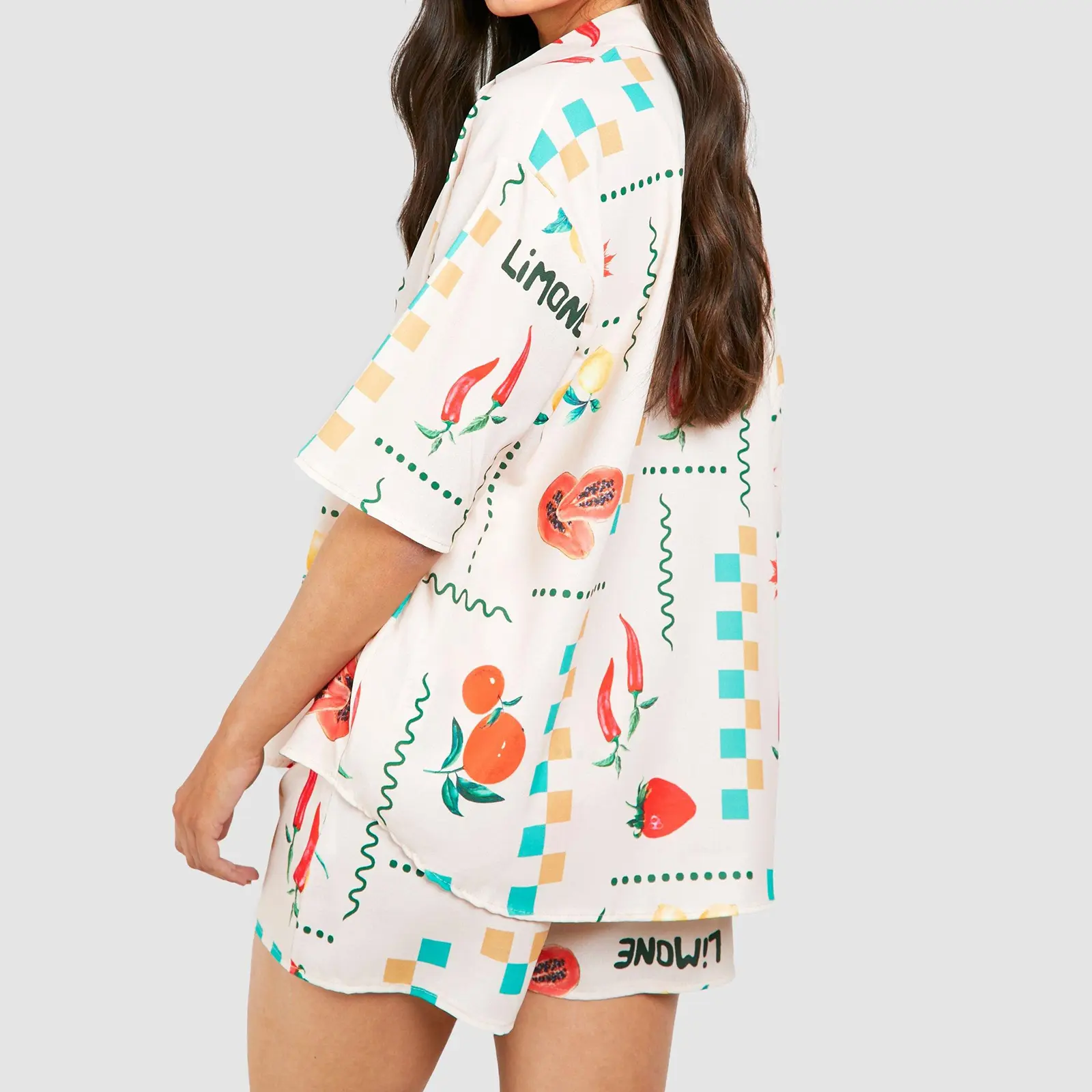 Women Pajamas Set 2 Pieces Loungewear Suits Fruits/Leaves Print Short Sleeve Tops and Shorts 2 Piece Loungewear Outfits
