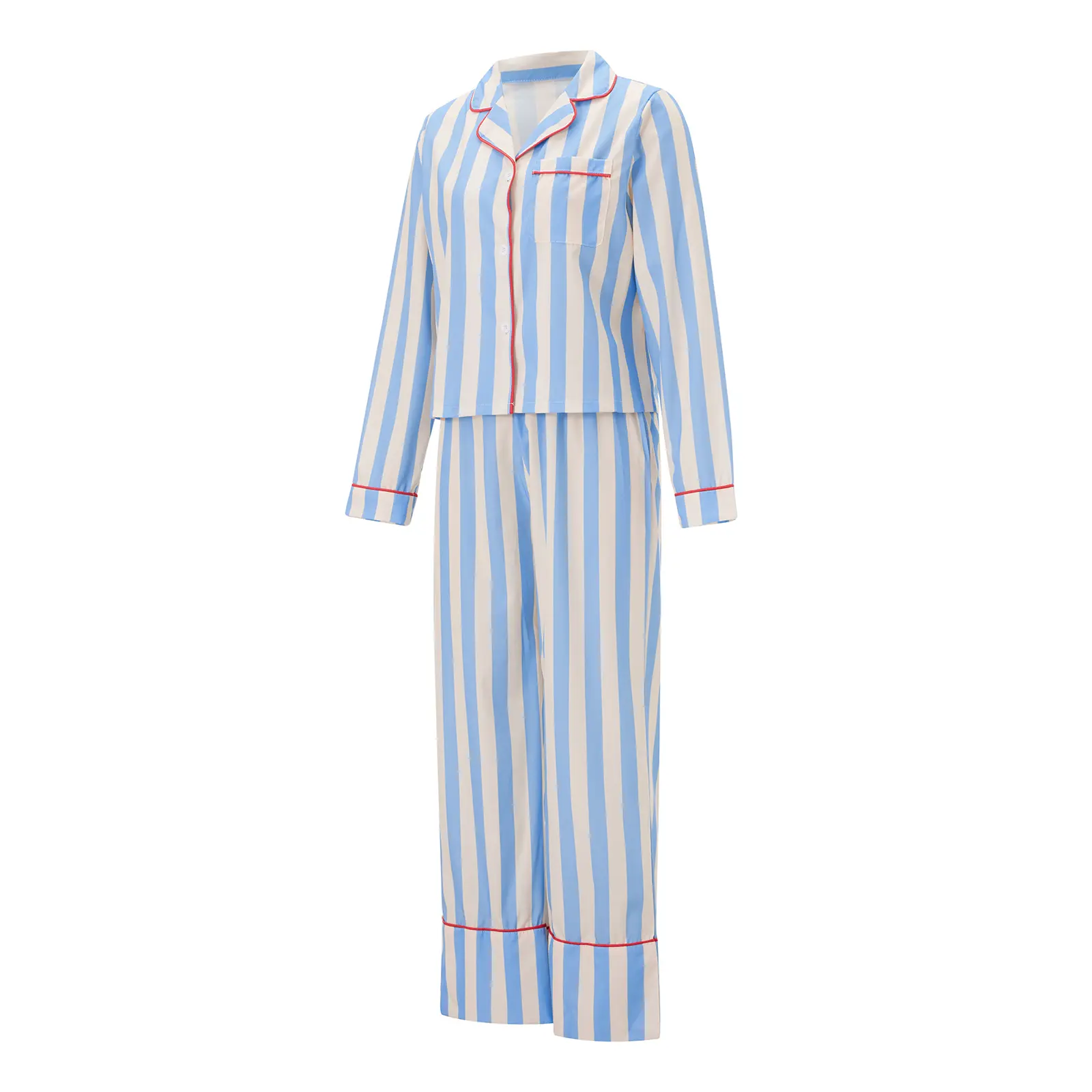 Women Pajamas Lounge Set Stripe Long Sleeve Shirts Tops and Pants 2 Piece Loungewear Outfits