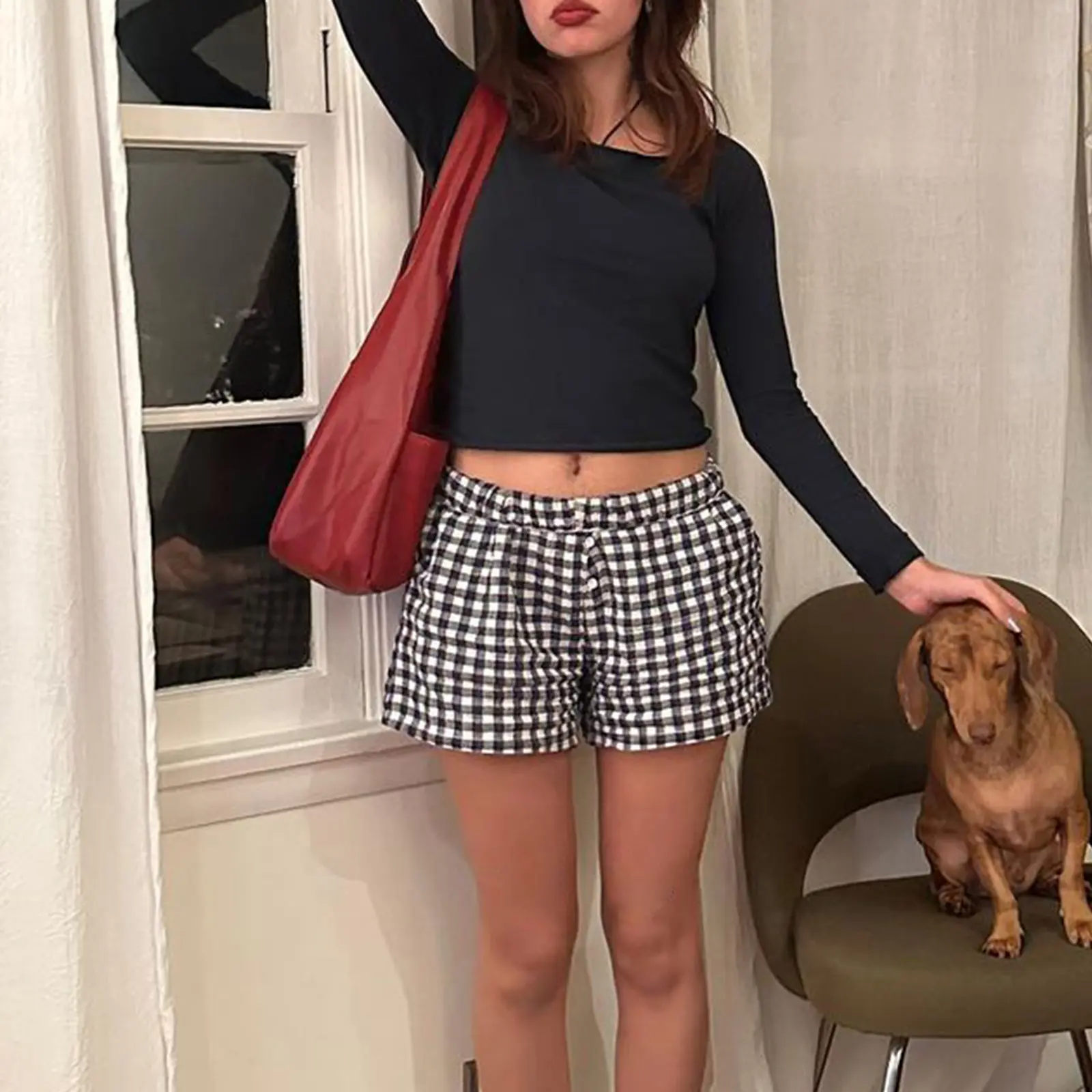 Women's Summer Casual Basics Pajama Shorts Elastic Band Loose Fit Button Striped Lounge Shorts Streetwear Or Sleepwear