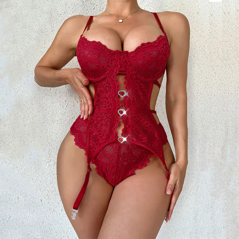 2 Piece garter Lingerie Set Women Erotic Lingeries Exotic Bodysuit Hot seamless Bra And T-back Sets Transparent Female Underwear