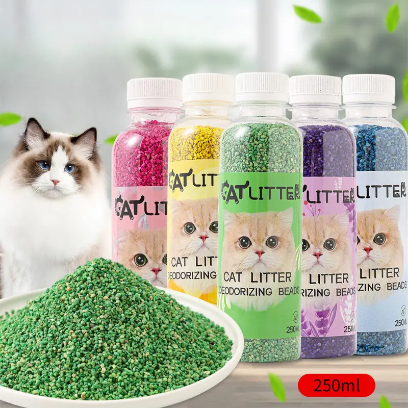 250ML Cat Litter Deodorizing Beads Fresh Scent Cat Litter Deodorizer Beads Natural Plant-Based Odor Eliminator Cat Supplies