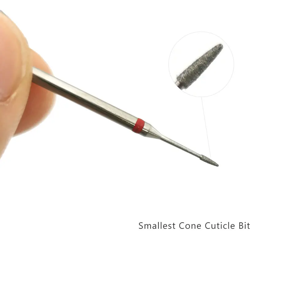 HYTOOS 10Pcs/Pack Small Cone Grinding Head 3/32 Fine Diamond Cuticle Nail Drill Bits Electric Drills Accessories