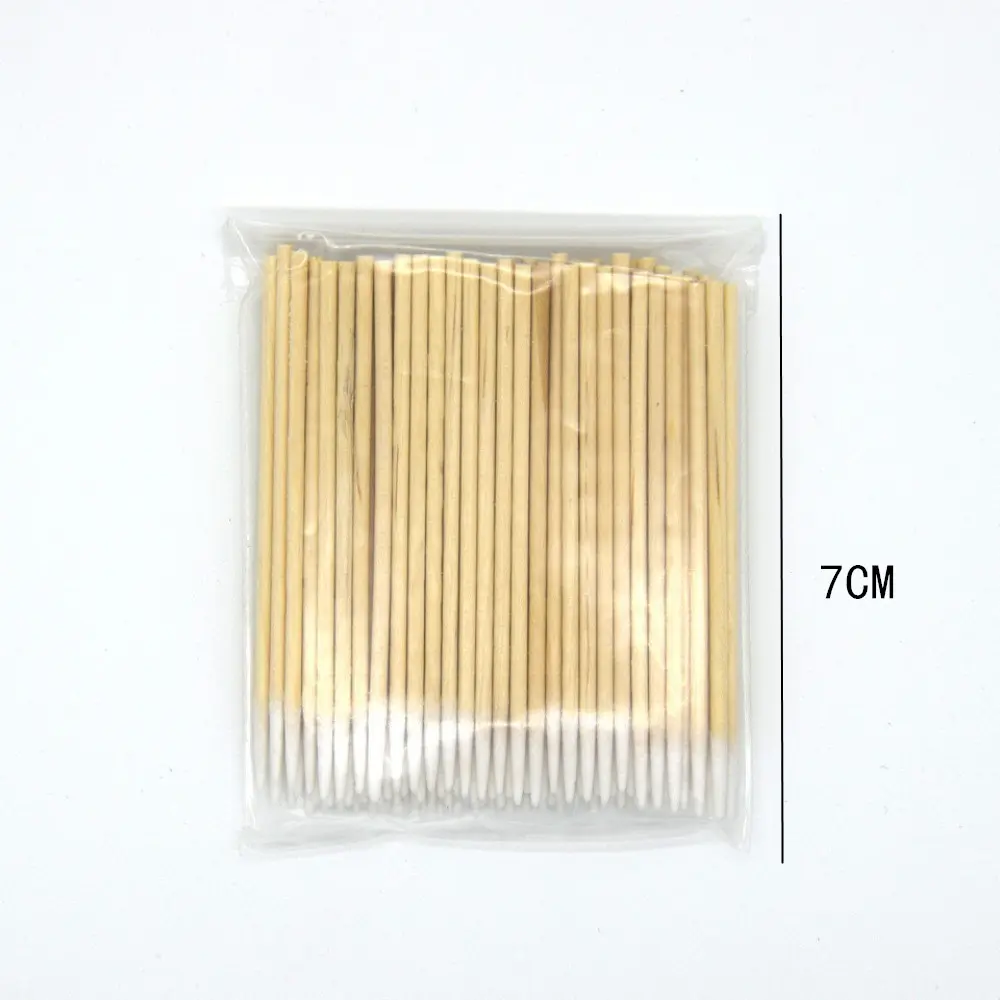 RHJB 100/300Pcs Nails Wood Swab Cleaning Sticks Bud Tip Wooden Cotton Head Manicure Detail Corrector Nail Polish Remover 7cm