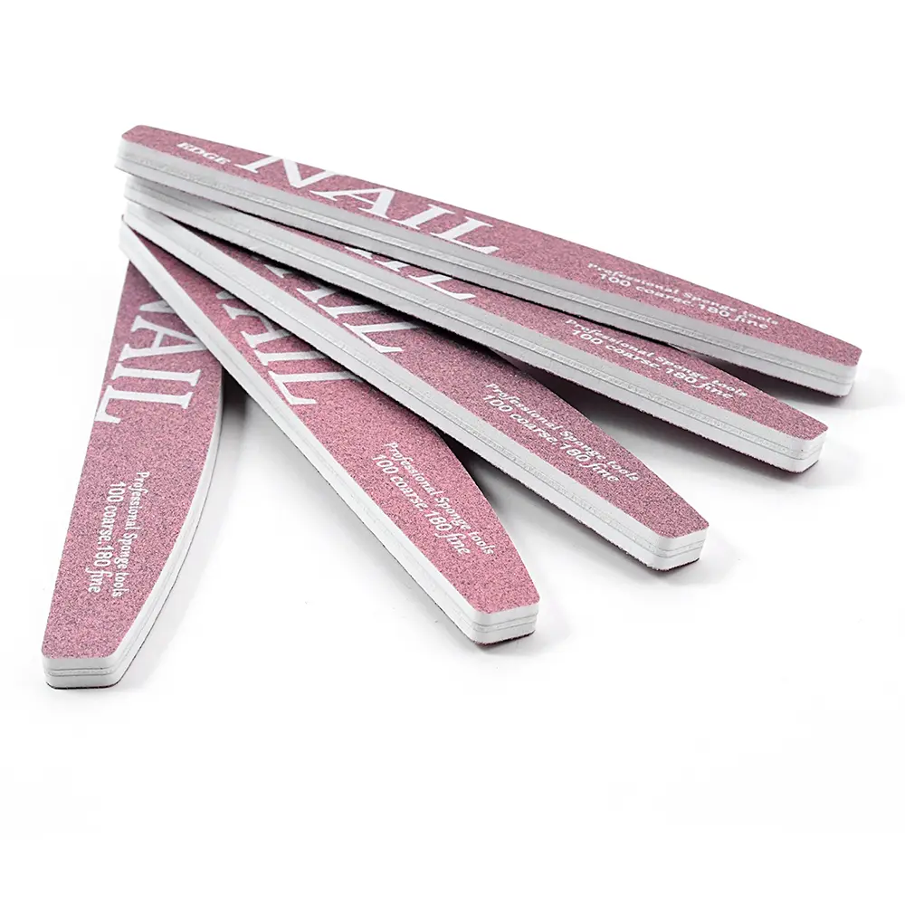 1Pcs Thickened Design Nail Files 100/180 Grit Double-Sided Dual-Abrasive Surfaces Pink Nail Art DIY Manicure Soft Skin Friendly