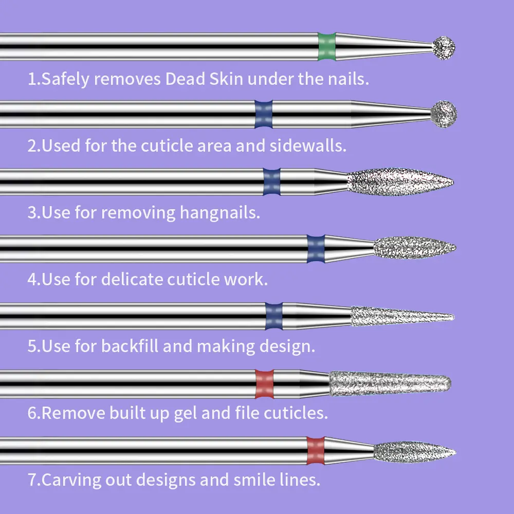 Diamond Nail Drill Bit Mill Cutter All For Manicure Machine Bit Tools Accessories Cuticle Clean For Removing Nail Gel
