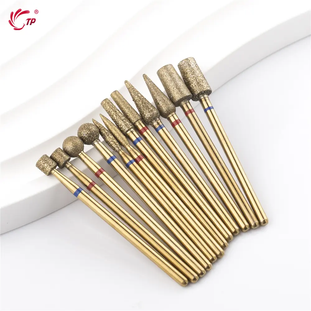 TP 2Pcs/lot Titanium Milling Cutter for Manicure Electric Diamond Nail Drill Bits Cuticle Clean Rotary Burrs Drill Bit Nail Tool