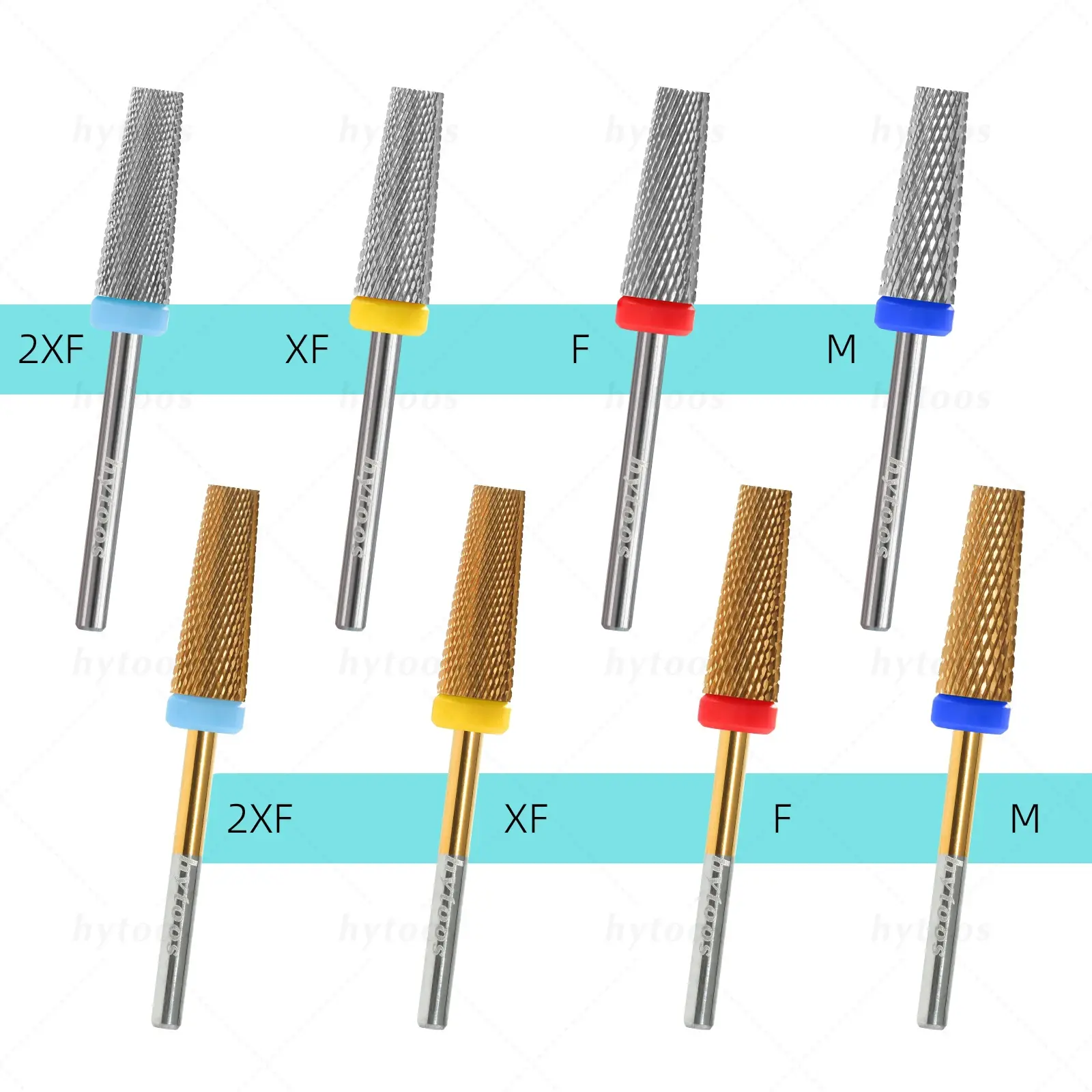 HYTOOS 5 in 1 Nail Drill Bits 16mm Flat Top Tapered Carbide Nail Bit Remove Gel Tool Electric Drills File Manicure Accessories