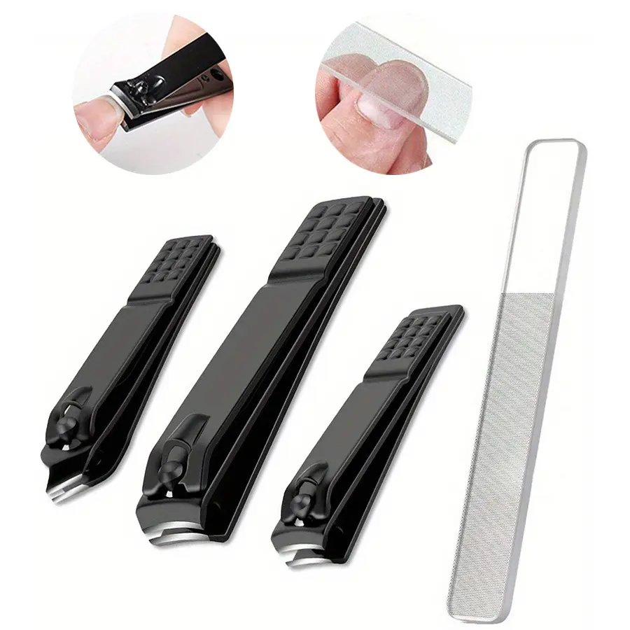 1/3/4pcs Nail Clippers Stainless Steel, Sharp Edge Fingernail And Toenail Clipper Cutter, Nail File, Thick Nail Trimmer