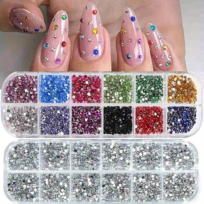 Nails Art Multi-Size Flat Back Acrylic Rhinestones 3D Crystal DIY Decorations Glitter Crystal Gem Manicure Accessories With Twee