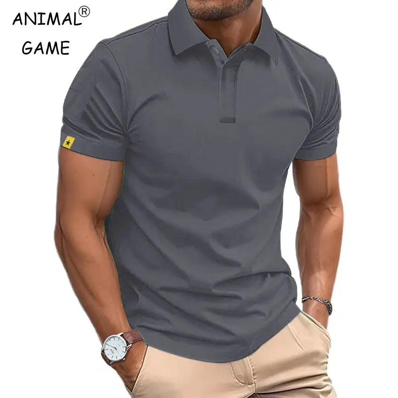 Summer Polo Shirt Men's Short Sleeve Sport T Shirt Casual Business Lightweight Button Streetwear Breathable Tops