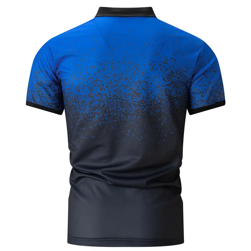 100% Polyester Men Clothes Summer Short Sleeve Fashion Gradient Color Polo Shirt Men Slim Fit Business Causal Golf Polo Shirt