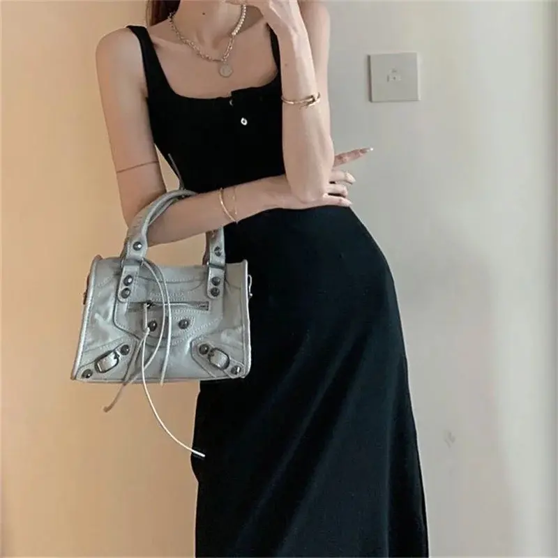 Woman Spring Summer Style Bodycon Dress Female Sexy Spaghetti Strap Pleated Dress Vestidos