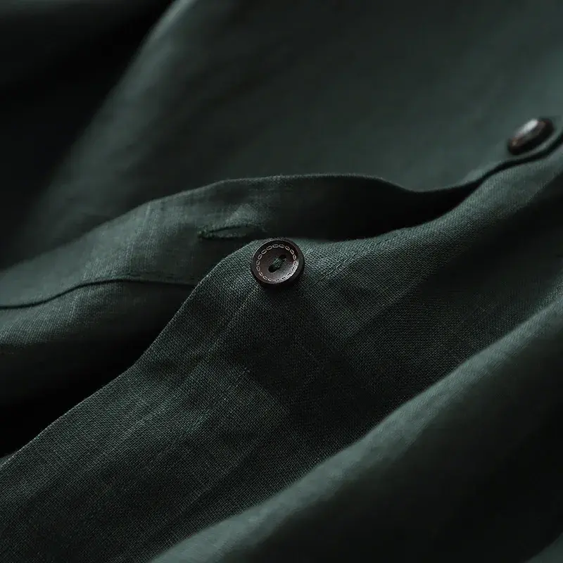 New Washable Linen Loose Cuff Sleeve Long Dress Coat Robe Open Cardigan Women's Clothing Artistic Style Middle Length Outerwear