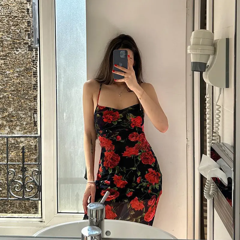 Ladies Fashion Sexy Solid Color Slip Dress Lace-up Design Sense Elegant 2025 Summer A-line Long Dress Одежда темперамента, мадам