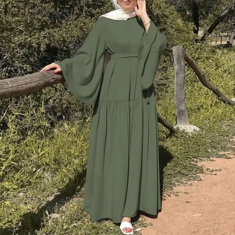 2022 Amazon Best Selling Pure Color Round Neck Long Dress With Belt Fashionable Casual Spring Autumn Dress For Women