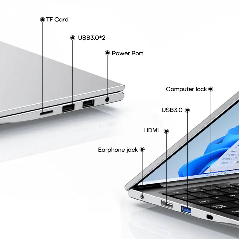 17.3" Gaming Laptop Computer PC Windows 11 Pro Intel Celeron N5095 Laptops Discrete Graphics 16GB DDR4 1TB SSD Notebook PC Gamer