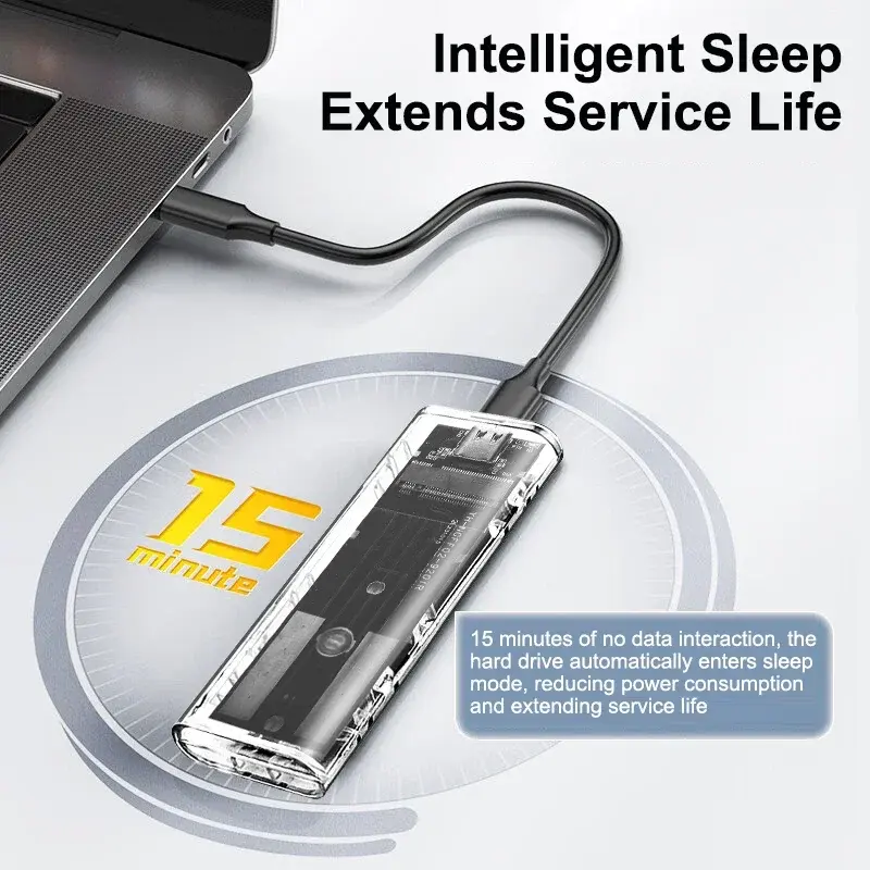 M.2 SSD Case NGFF SATA Hard Disk Box Type C USB 3.1 Transparent External SSD Case For 2230 2242 2260 2280 NGFF M.2 Harddisk Case