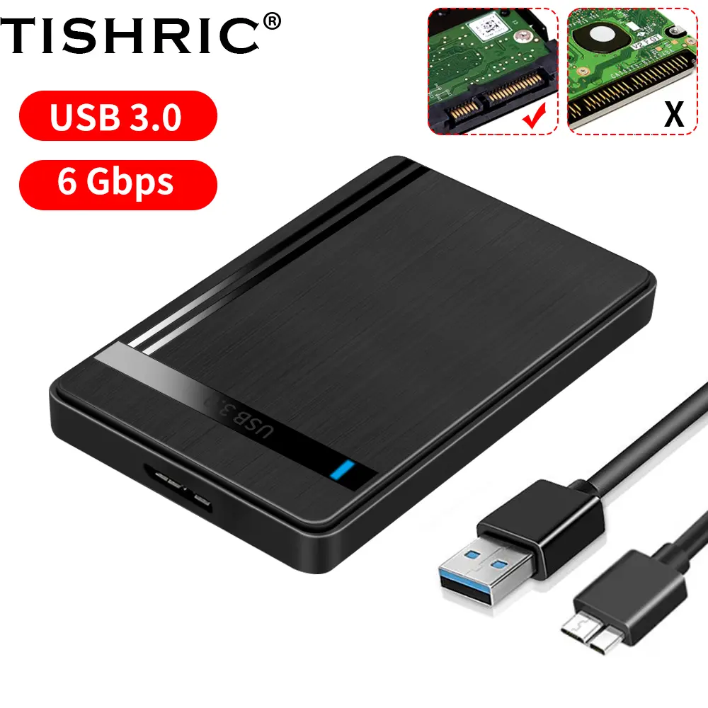 TISHRIC External Hard Drive Enclosure USB3.0 to SATA Hard Disk 2.5Inch External Case Portable HDD Box for Gaming PC Laptop PS5/4