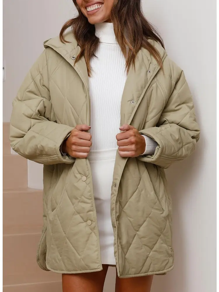 Comemore Oversized Warm Down Coats Parkas Women's Casual Lightweight Fleece Jackets Autumn Winter Hooded Padded Jacket  Cardigan