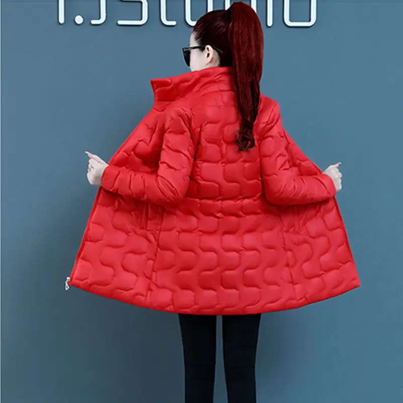 Winter Long Warm Down Cotton-Padded Jacket Women Overcoat 2025 New Slim Casual Students Light Cotton Clothes Female Outwear