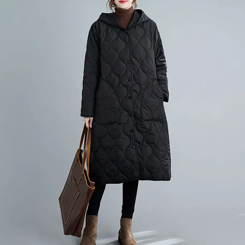 Warm Loose Hooded Parkas Coat Women New Autumn Winter Vintage Green Cotton Coat Mid-Length Thick Cotton-Padded Jacket Outerwear