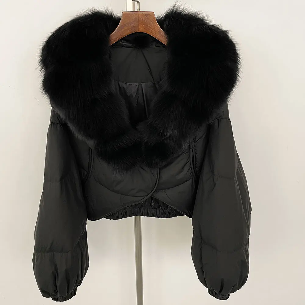 OFTBUY Luxury 2025 Winter 90% White Duck Down Jacket Real Fur Coat Women Super Big Natural Fox Fur Collar Female Puffer Parkas