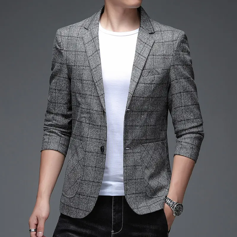 Men's Plaid Business Casual Blazer 2025 Stylish Handsome Single Suit Veste Costume Homme Luxe for Banquet