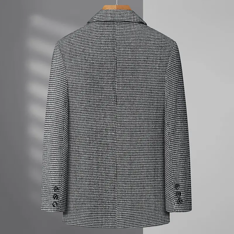 High Quality Men's plus Size Plaid Suit Jacket Stylish Handsome Casual Autumn Medium Long Boutique Fashion for Full Figured