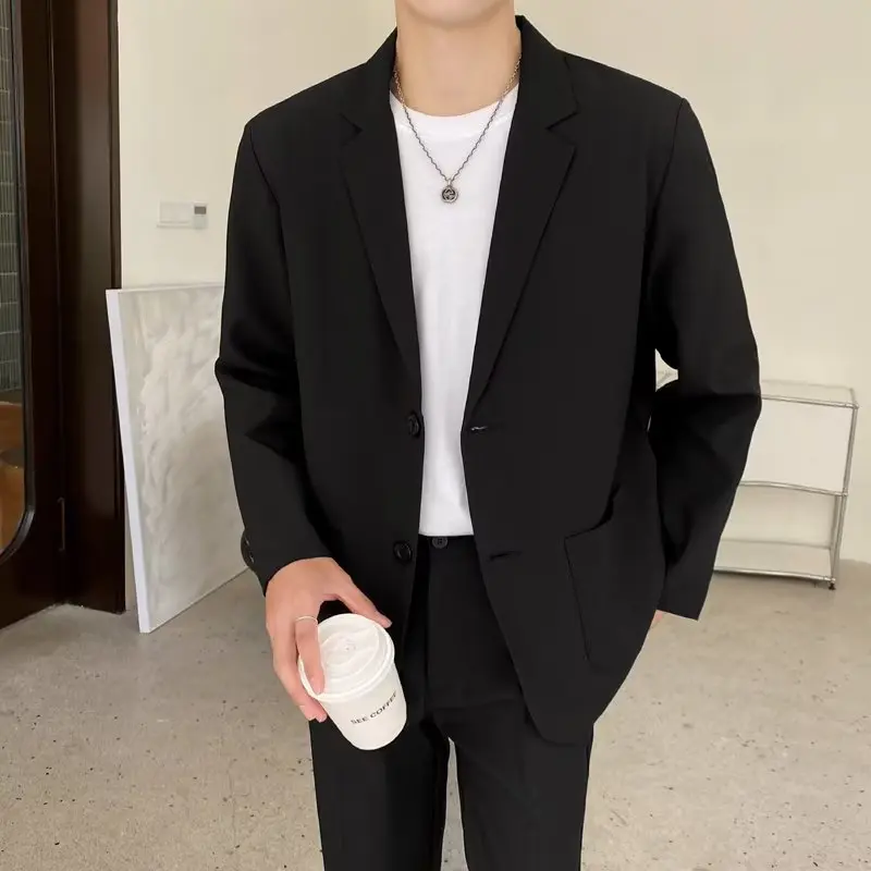 Shoulder Padded Blazer Men Slim Fit Fashion Social Mens Dress Jacket Korean Casual Suit Jacket Mens Office Formal Jackets Coat