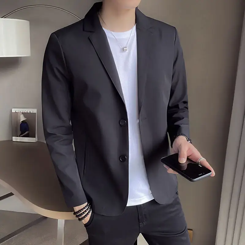 Pop Short Jacket For Men Single Breasted Man Suits And Blazers Black Cropped Fashion Youthful Emo Coats Classic Original New