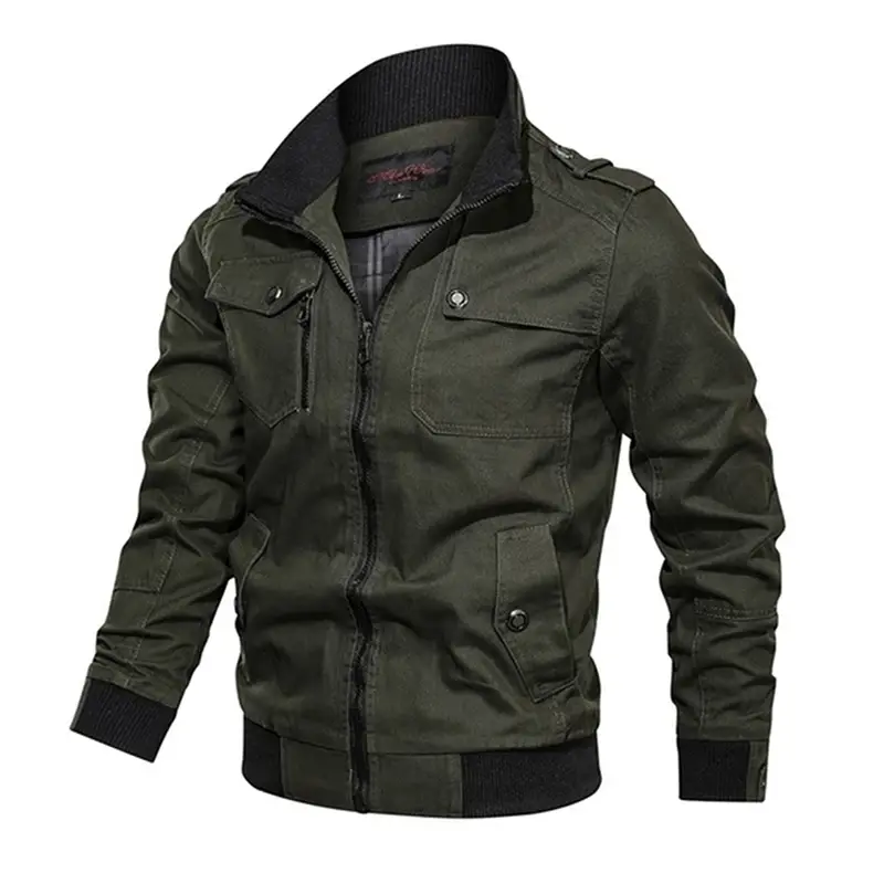 2023 new Pilot Bomber Jacket Coats Mens Cotton Cargo Jackets With Zipper Pockets Retro Casual Work Jacket Male Clothing Outwear