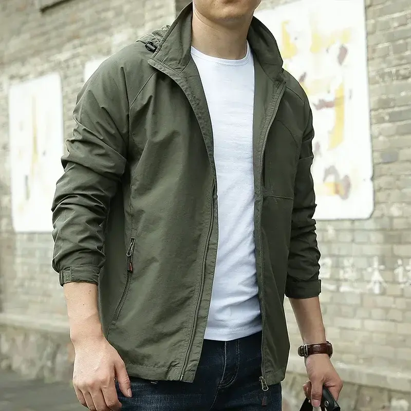 Loose Windbreaker Autumn New Casual Jacket Hiking Camping Jackets Waterproof Hooded Tactics Military Jacket Men's Outdoor Coat