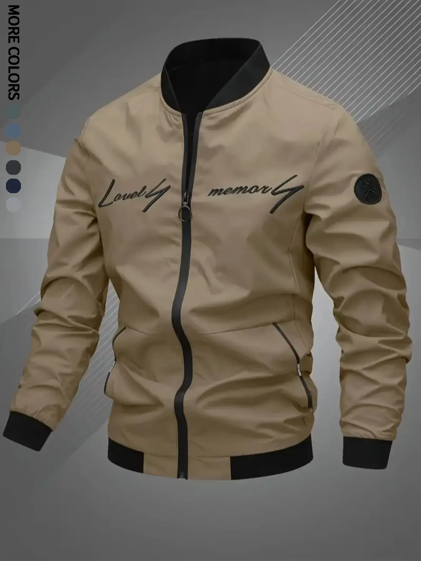 Men's windproof jacket, outdoor mountaineering and camping, multi-scene application, letter embroidery, bomber jacket