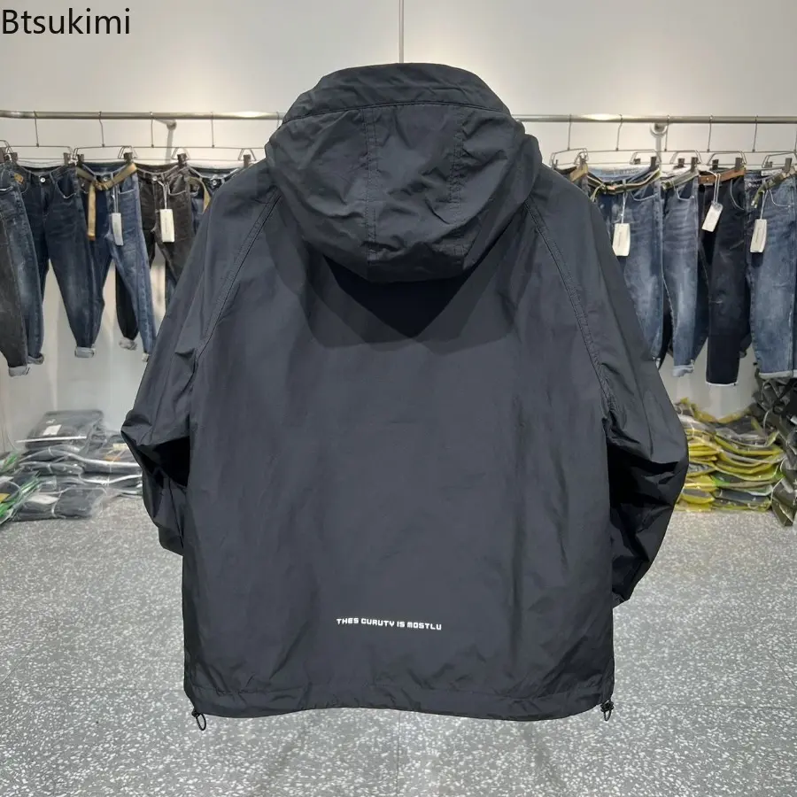 Korean Fashion Jackets for Men Zippered Jacket Hoded Men's Casual Street Multi Pocket Work Jacket Slim Fit Pilot Baseball Suit