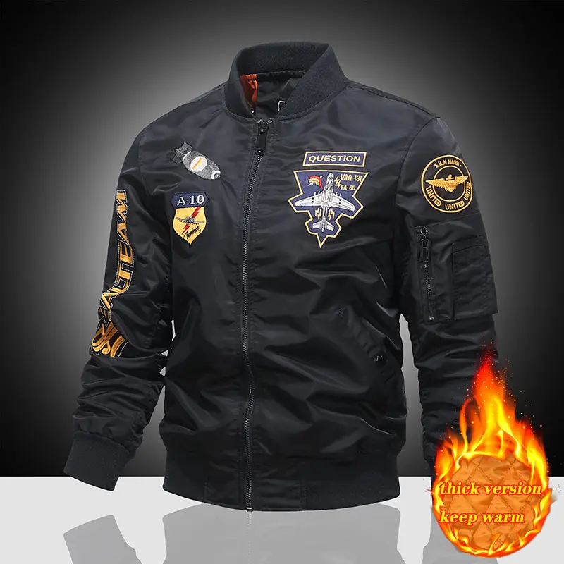 MA-1 American workwear pilot jacket men's autumn and winter thick warm baseball jacket fashionable jacket military fan jacket