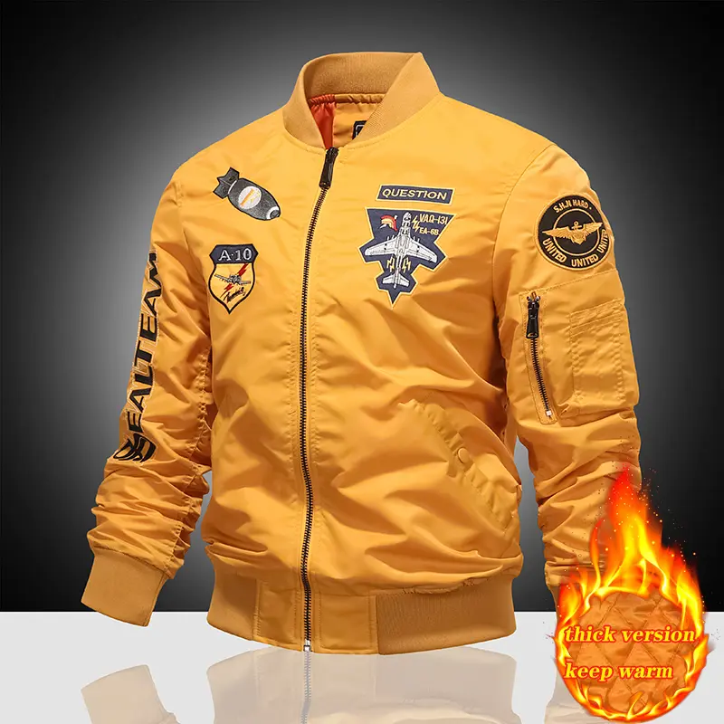 MA-1 American workwear pilot jacket men's autumn and winter thick warm baseball jacket fashionable jacket military fan jacket